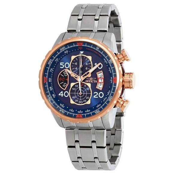 NWT Authentic Invicta Aviator Chronograph Blue Dial Men's Watch - Picture 1 of 3